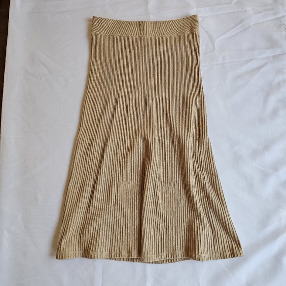 Free People Knit Tan Ribbed Midi Skirt - size XS - Picture 2 of 6